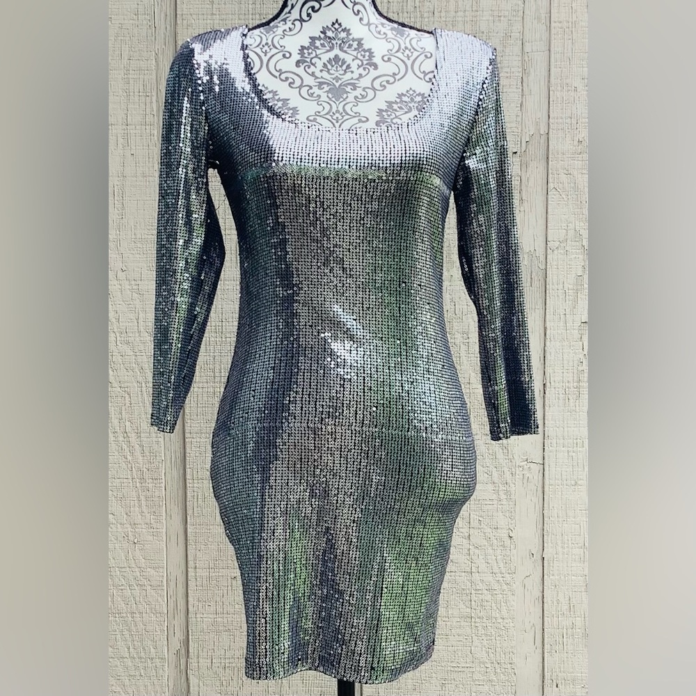 Black/Silver Sequin Dress w/ Sheer back